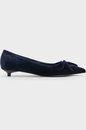 CHARLES & KEITH Velvet Bow Pointed-Toe Kitten-Heel Pumps