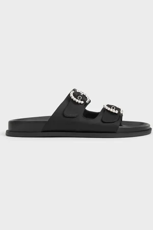 CHARLES & KEITH Recycled Polyester Embellished Buckle Sandals