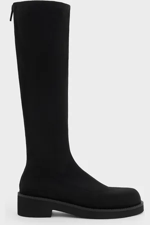 CHARLES & KEITH Faux Suede Chunky-Sole Knee-High Boots