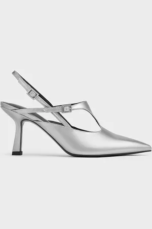 CHARLES & KEITH Metallic Cut-Out Pointed-Toe Slingback Pumps