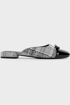 CHARLES & KEITH Bow Tweed Cap-Toe Mules