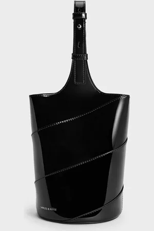 CHARLES & KEITH Trin Patent Cylindrical Bucket Bag