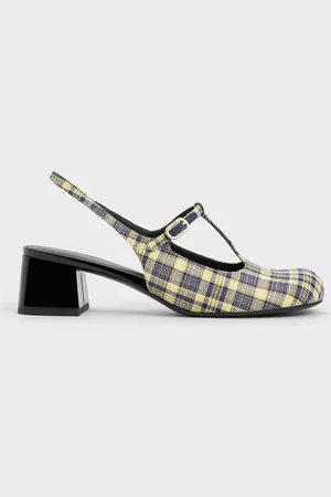 CHARLES & KEITH Checkered T-Bar Slingback Mary Jane Pumps