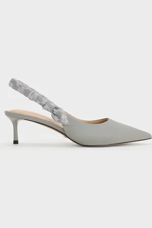 CHARLES & KEITH Tully Leather Ruched-Strap Slingback Pumps
