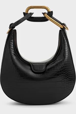 CHARLES & KEITH Mini Kora Croc-Effect Chain-Link Moon Bag