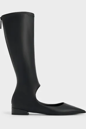 CHARLES & KEITH Robbie Cut-Out Pointed-Toe Knee-High Boots