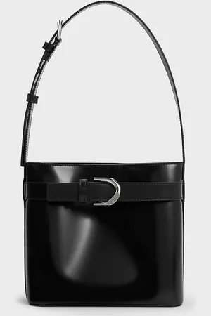 CHARLES & KEITH Gabine Leather Belted Bucket Bag