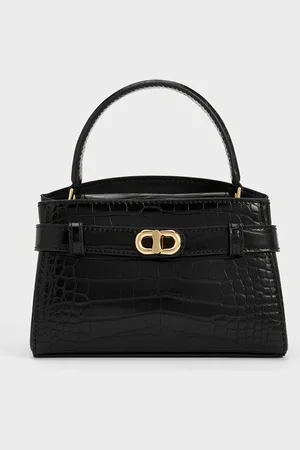 CHARLES & KEITH Aubrielle Croc-Effect Top Handle Bag