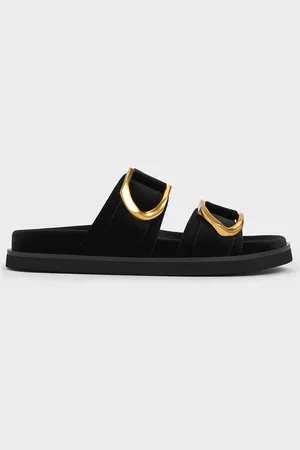 CHARLES & KEITH Gabine Velvet Buckle Sandals