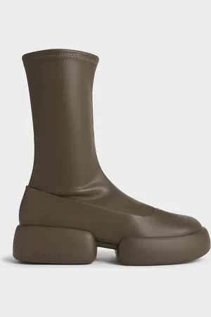 CHARLES & KEITH Jamie Side-Zip Platform Calf Boots