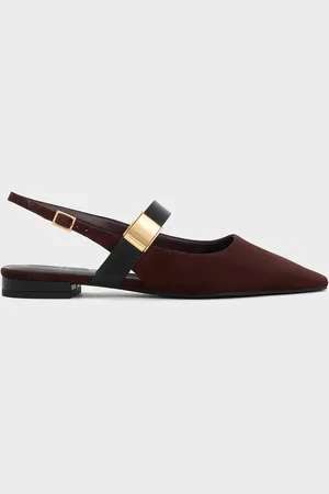 CHARLES & KEITH Yvette Faux Suede Pointed-Toe Mary Jane Flats