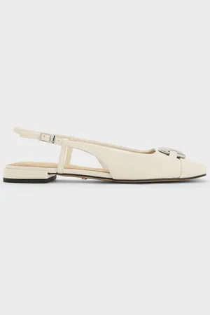 CHARLES & KEITH Patent Leather Metallic-Accent Slingback Flats