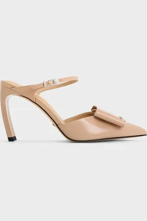 CHARLES & KEITH Lu Patent Leather Bow Blade-Heel Mules
