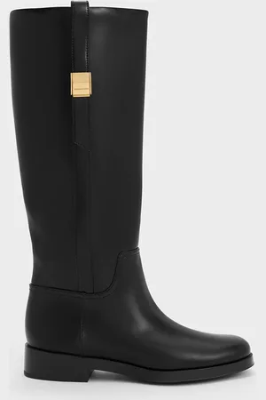 CHARLES & KEITH Yvette Metallic-Accent Knee-High Boots