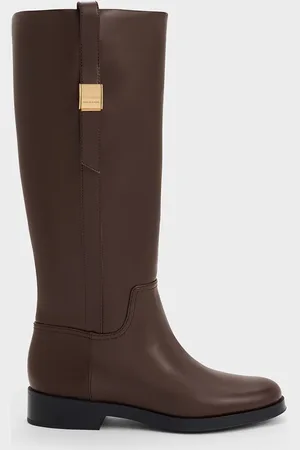 CHARLES & KEITH Yvette Metallic-Accent Knee-High Boots