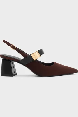 CHARLES & KEITH Yvette Faux Suede Mary Jane Slingback Pumps