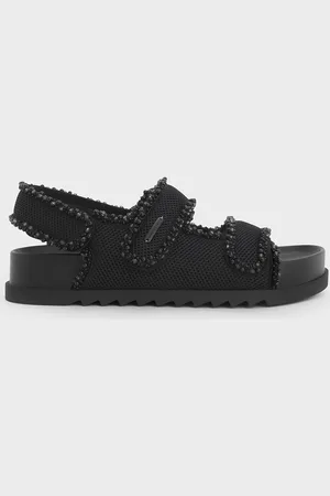 CHARLES & KEITH Mesh Pearl-Embellished Flatform Sandals