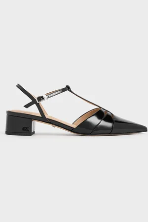 CHARLES & KEITH Leather T-Bar Block-Heel Pumps