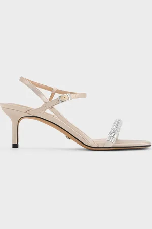 CHARLES & KEITH Recycled Polyester Gem-Embellished Ankle-Strap Sandals