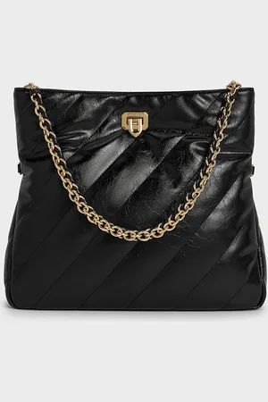 CHARLES & KEITH Fawn Panelled Chain-Handle Shoulder Bag