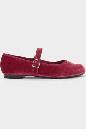 CHARLES & KEITH Carmel Velvet Buckled Mary Jane Flats