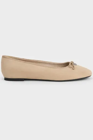 CHARLES & KEITH Faux Suede Bow Ballet Flats