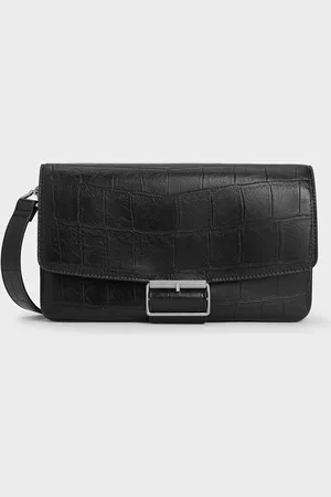 CHARLES & KEITH Liv Croc-Effect Grommet Chain-Handle Shoulder Bag