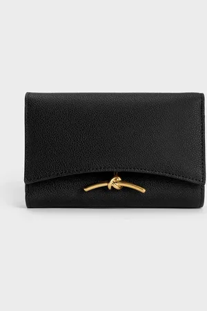 CHARLES & KEITH Huxley Metallic Accent Front Flap Wallet