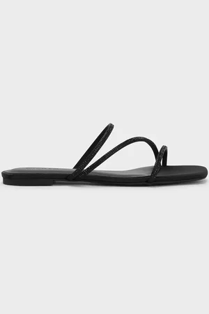 CHARLES & KEITH Satin Crystal-Embellished Strappy Sandals