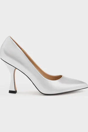 CHARLES & KEITH Metallic Leather Flared Heel Pumps