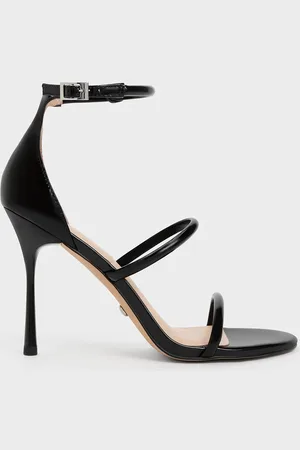 CHARLES & KEITH Patent Leather Triple Strap Heeled Sandals
