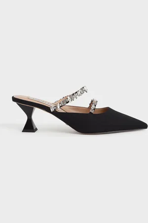 CHARLES & KEITH Canvas Double Gem Strap Mules