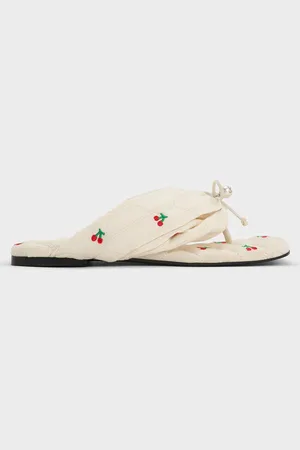 CHARLES & KEITH Cherry-Print Pearl-Accent Square-Toe Sandals