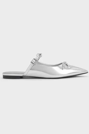 CHARLES & KEITH Metallic Double-Bow Pointed-Toe Mules