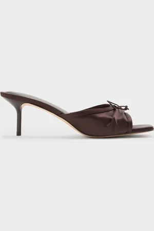 CHARLES & KEITH Satin Ruched Bow Heeled Mules