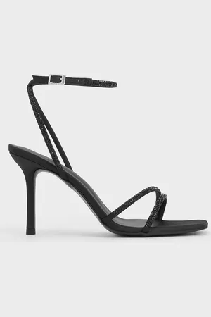 CHARLES & KEITH Satin Crystal-Embellished Stiletto-Heel Sandals
