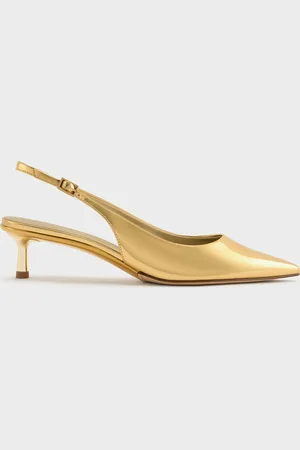 CHARLES & KEITH Curtis Metallic Pointed-Toe Kitten-Heel Slingback Pumps
