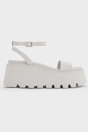 CHARLES & KEITH Ridged-Sole Ankle-Strap Flatform Sandals