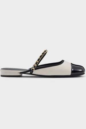 CHARLES & KEITH Patent Two-Tone Chain-Strap Mules