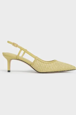CHARLES & KEITH Raffia Pointed-Toe Slingback Pumps