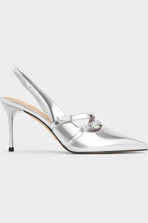 CHARLES & KEITH Jessy Metallic Leather Bow Slingback Pumps