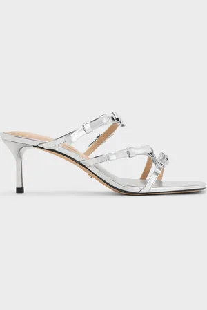 CHARLES & KEITH Jessy Metallic Leather Bow Heeled Sandals
