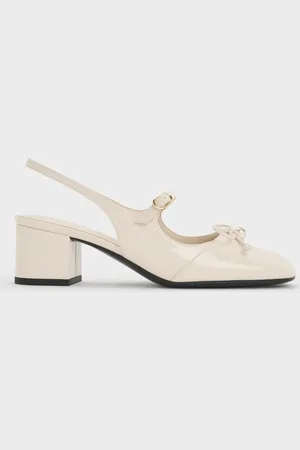 CHARLES & KEITH Patent Bow Crystal-Pearl Slingback Mary Jane Pumps
