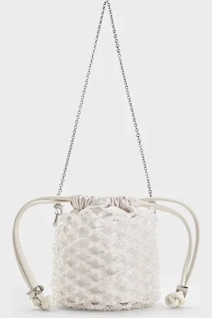 CHARLES & KEITH Beaded Chain-Handle Bucket Bag