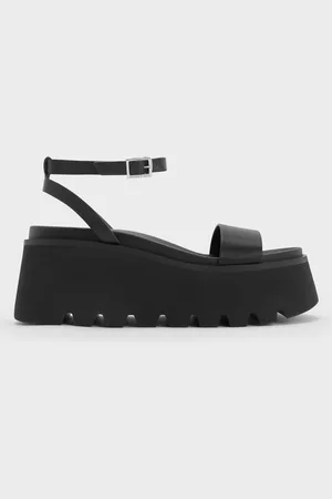 CHARLES & KEITH Ridged-Sole Ankle-Strap Flatform Sandals