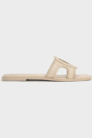 CHARLES & KEITH Easley Linen Cut-Out Slide Sandals