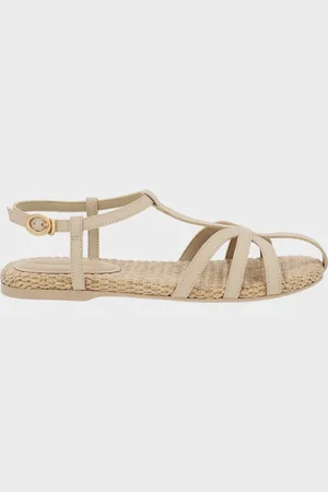 CHARLES & KEITH Strappy Raffia T-Bar Ankle-Strap Sandals