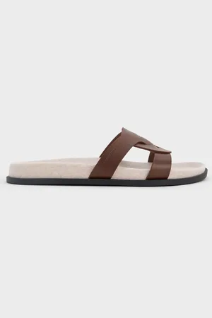CHARLES & KEITH Linen Interwoven Cut-Out Slide Sandals