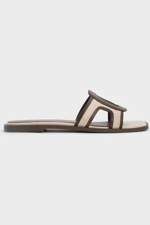 CHARLES & KEITH Easley Linen Cut-Out Slide Sandals
