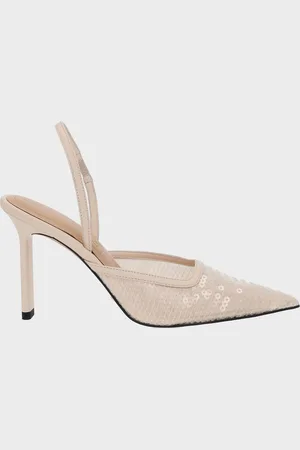 CHARLES & KEITH Sequin Mesh & Leather Pointed-Toe Slingback Pumps